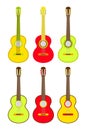 Three  Mexican guitar set. Vector isolated illustration on white background.  Music icons and melody template Royalty Free Stock Photo